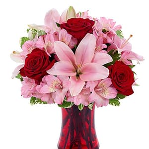 Red in Pink Bouquet