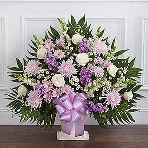 Lavender & White Sympathy Floor Basket