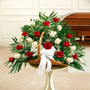 Red & White Rose Fireside Basket