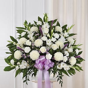 Lavender & White Sympathy Standing Basket