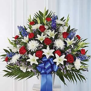 Red, White & Blue Sympathy Standing Basket