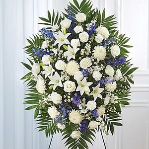 Blue & White Sympathy Standing Spray