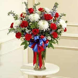 Red, White & Blue Large Sympathy Vase Arrangement
