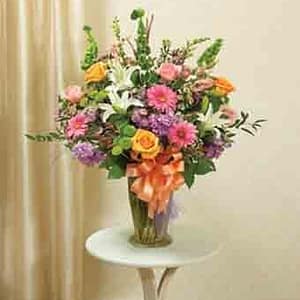 Multicolor Pastel Large Sympathy Vase Arrangement