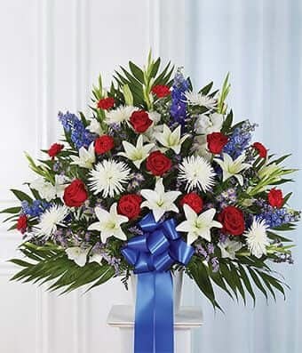 Red, White & Blue Sympathy Standing Basket Red, White & Blue Sympathy Standing Basket