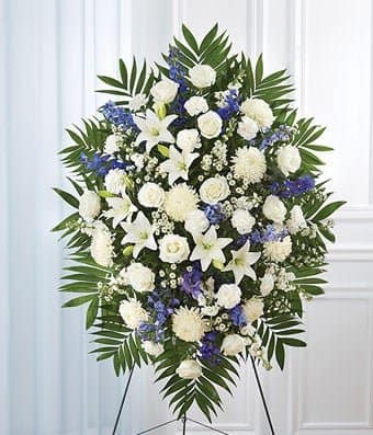 Blue & White Sympathy Standing Spray Blue & White Sympathy Standing Spray