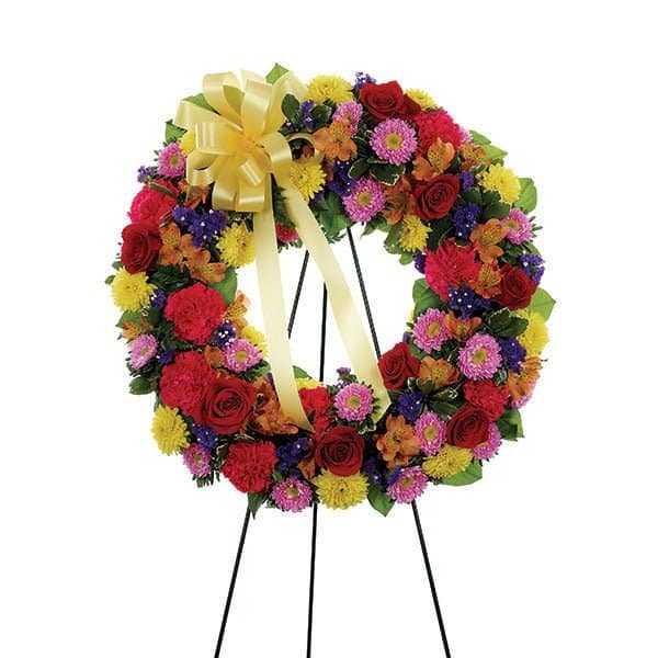 Multi-Colored Standing Sympathy Wreath Multi-Colored Standing Sympathy Wreath