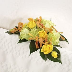 Green and Yellow Floral Casket Adornment