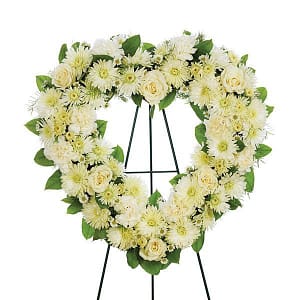 Large Open Heart Standing Spray - All White
