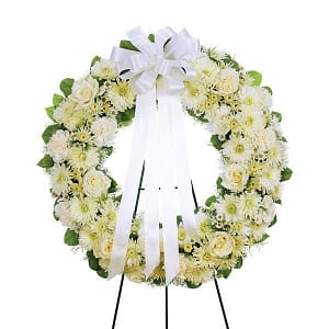 Large Open Round Standing Spray - All White