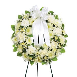 Small Open Round Standing Spray - All White