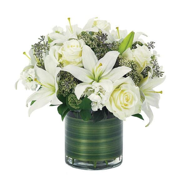 Lovely Lily & Roses Bouquet - All White Lovely Lily & Roses Bouquet - All White