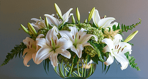 centerpiece arrangement with elegant Easter lilies