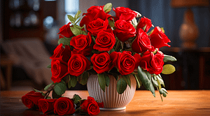 red roses in an elegant vase