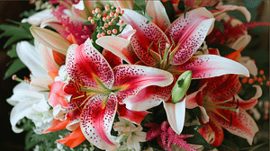 Bridal bouquet featuring fragrant Oriental lilies