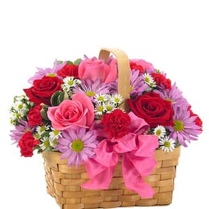 Basket of pink and red roses - Local*Florist