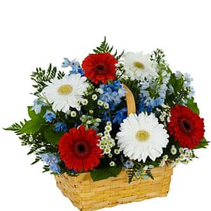 Red White & Blue in Basket