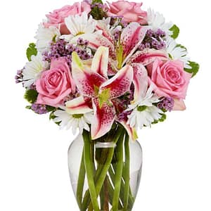 The Roses and Lily Joy Bouquet