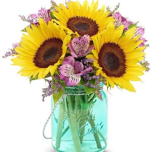 Sunflower with Mason Jar