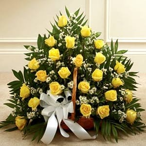 Yellow & White Rose Fireside Basket