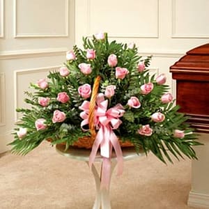 Pink Rose Fireside Basket