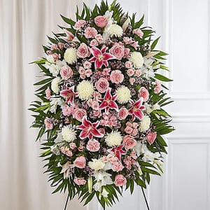 Pink & White Sympathy Standing Spray
