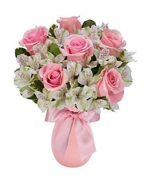 Pink Flora on Pink Vase