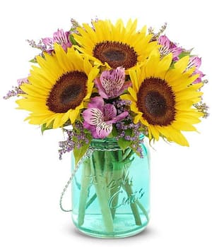 Sunflower with Mason Jar