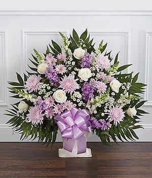 Lavender & White Sympathy Floor Basket