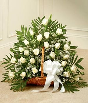 White Rose Fireside Basket
