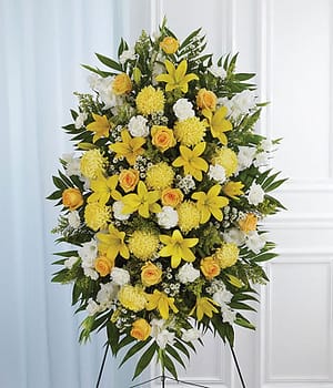 Yellow & White Sympathy Standing Spray