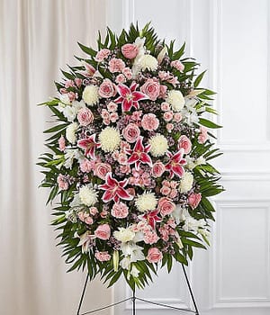 Pink & White Sympathy Standing Spray