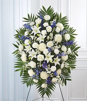 Blue & White Sympathy Standing Spray