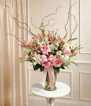 Pink & White Large Sympathy Vase Arrangement