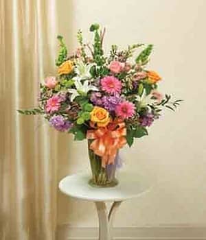 Multicolor Pastel Large Sympathy Vase Arrangement