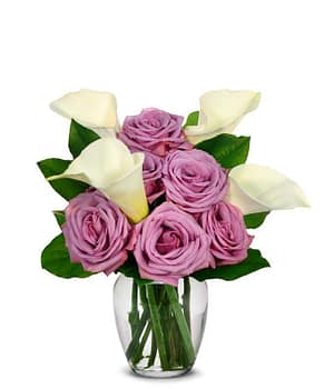 Purple Rose and Calla Lily Bouquet
