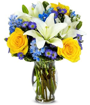 Yellow Rose in White Lily