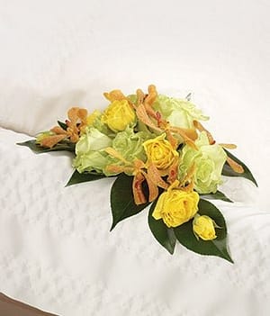 Green and Yellow Floral Casket Adornment
