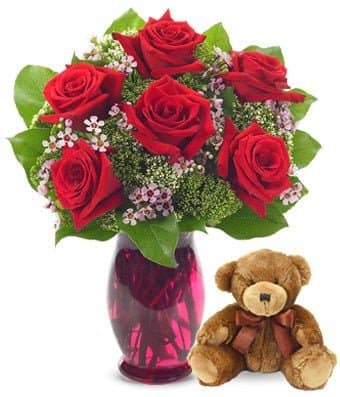 Rose Garden Bouquet with Bear
